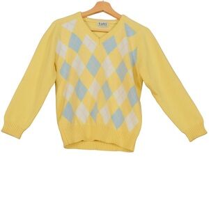 Yellow, Pink and Blue Argyle Sweater